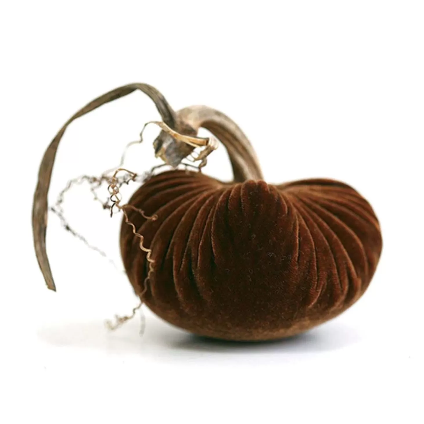 Halloween Decor>Roger's Gardens Acorn Velvet Pumpkin - 6" Tall To 8" Tall