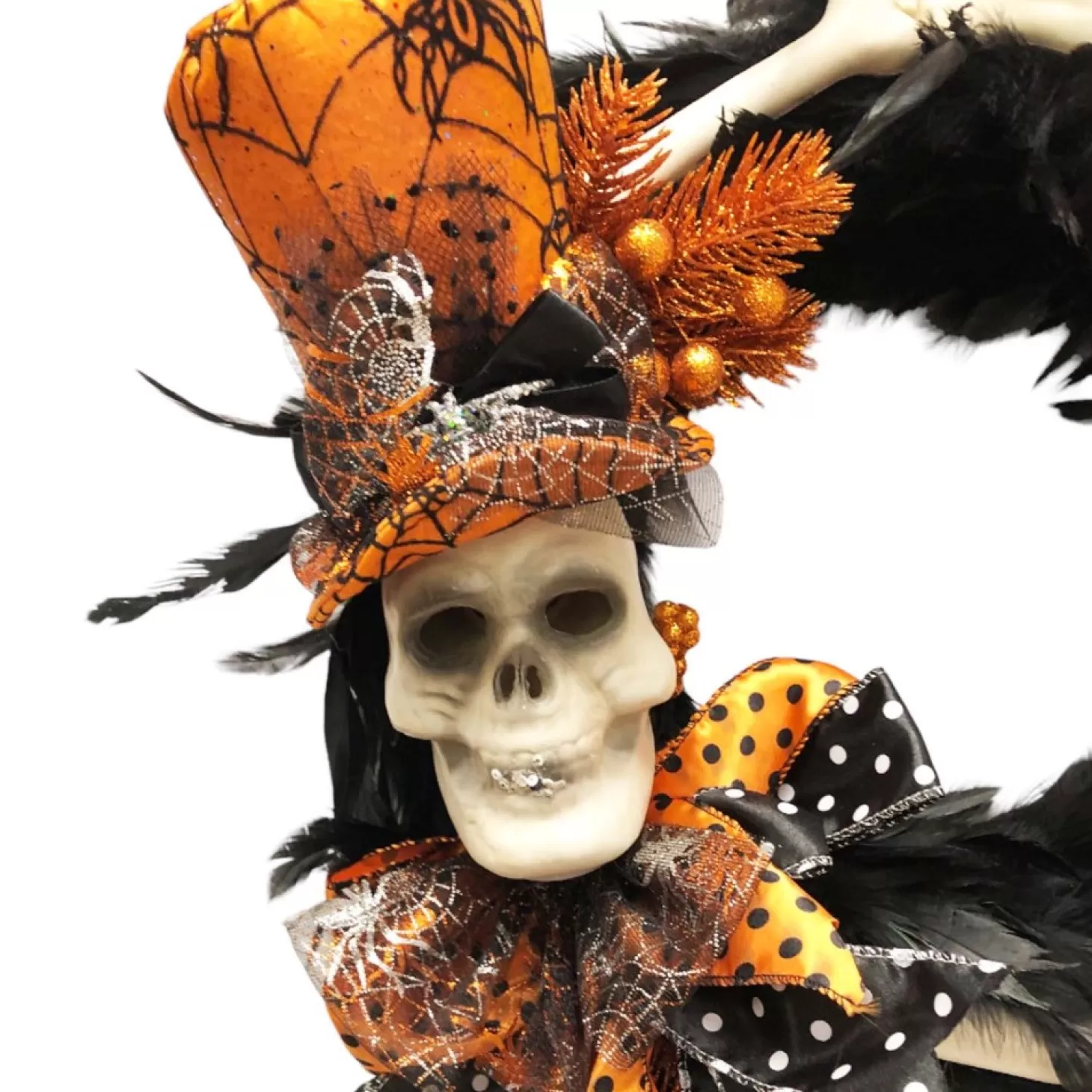 Halloween Decor>Roger's Gardens Batty The Skeleton Wreath - 28" Tall