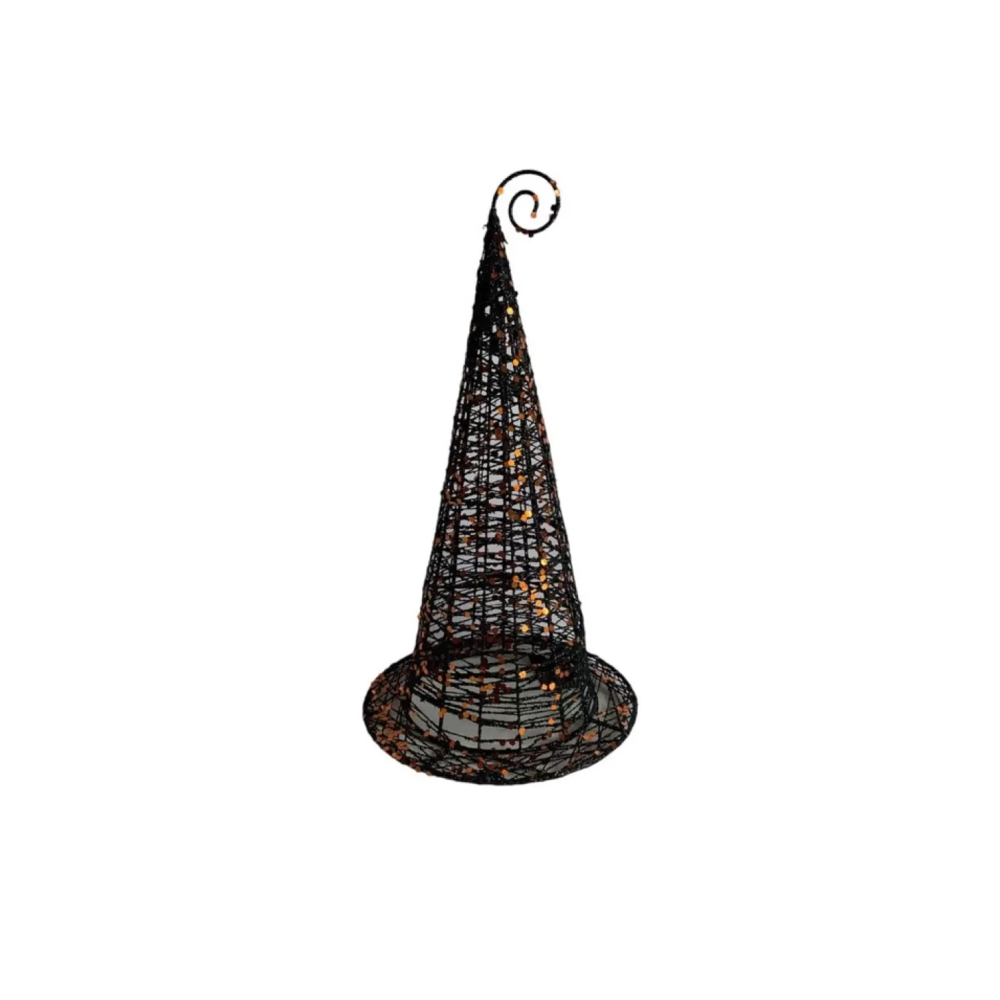 Halloween Decor>Roger's Gardens Black Wired Witches Hat With Glitter - 11" Tall To 20"Tall
