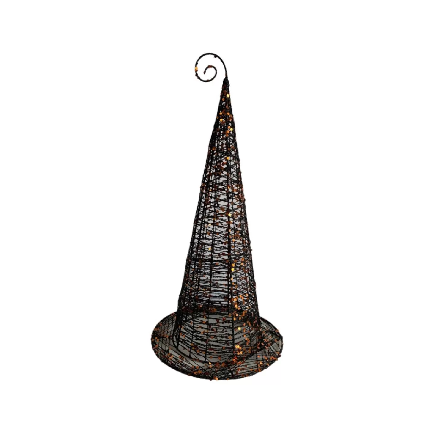 Halloween Decor>Roger's Gardens Black Wired Witches Hat With Glitter - 11" Tall To 20"Tall