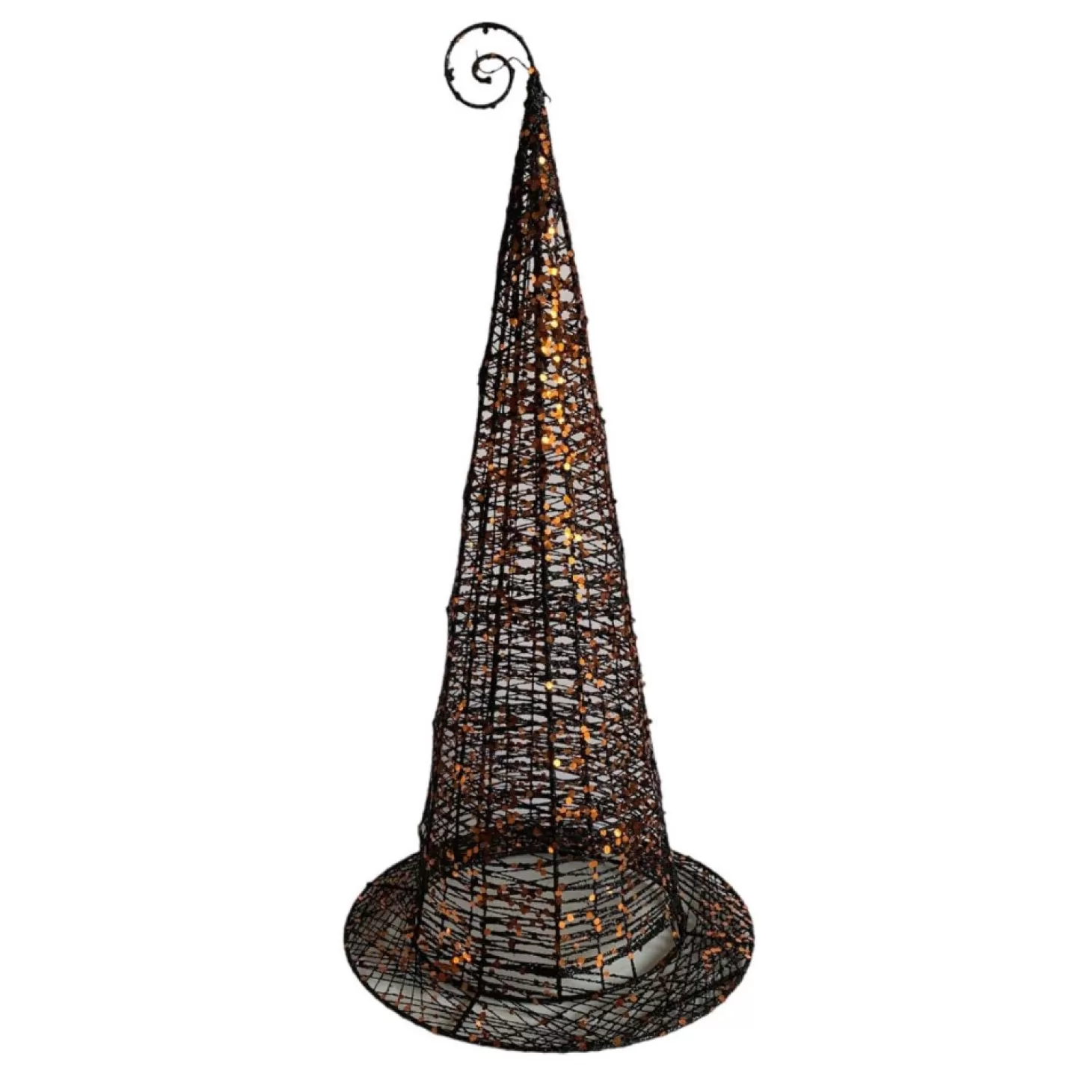 Halloween Decor>Roger's Gardens Black Wired Witches Hat With Glitter - 11" Tall To 20"Tall