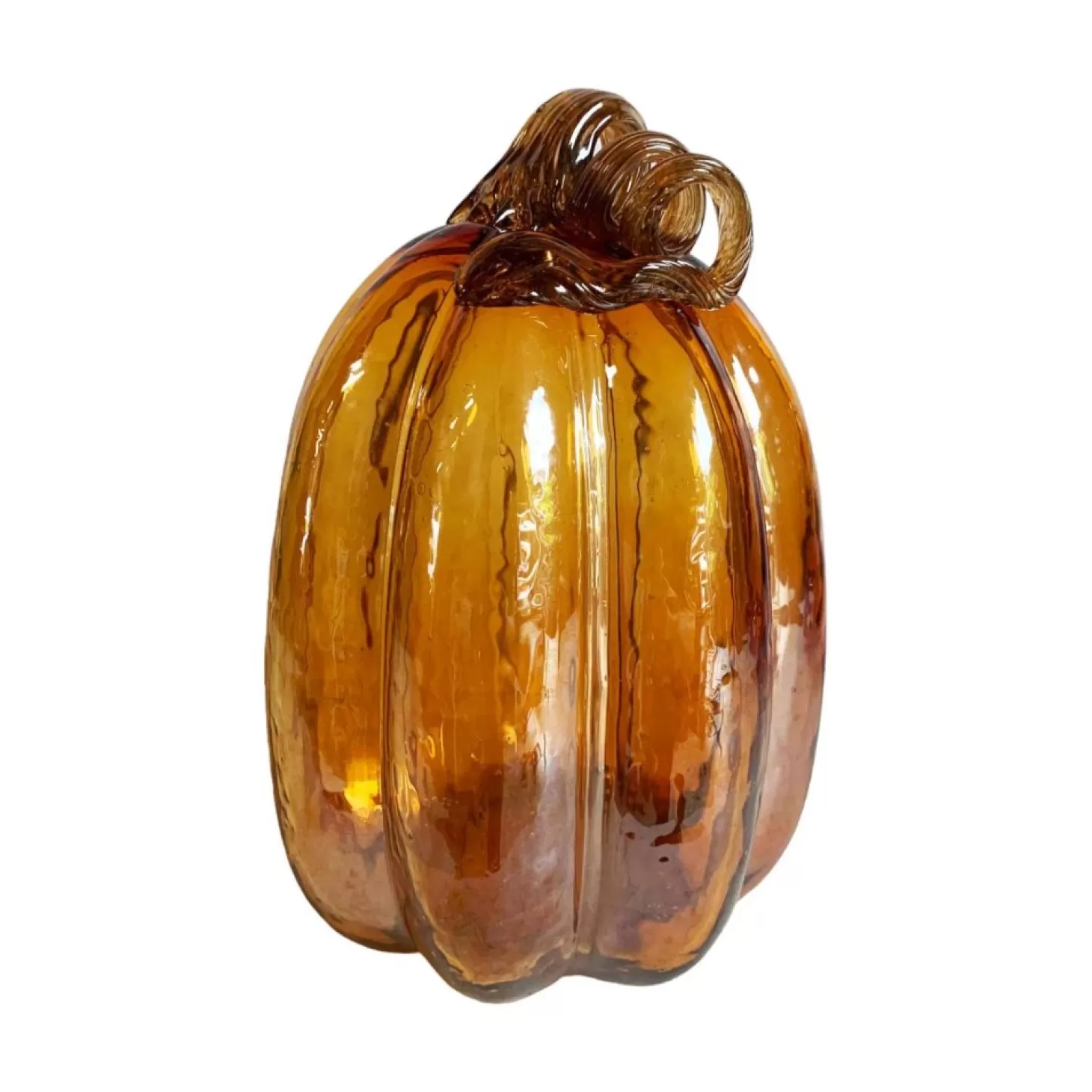 Glassware>Roger's Gardens Glass Amber Pumpkin - 9"