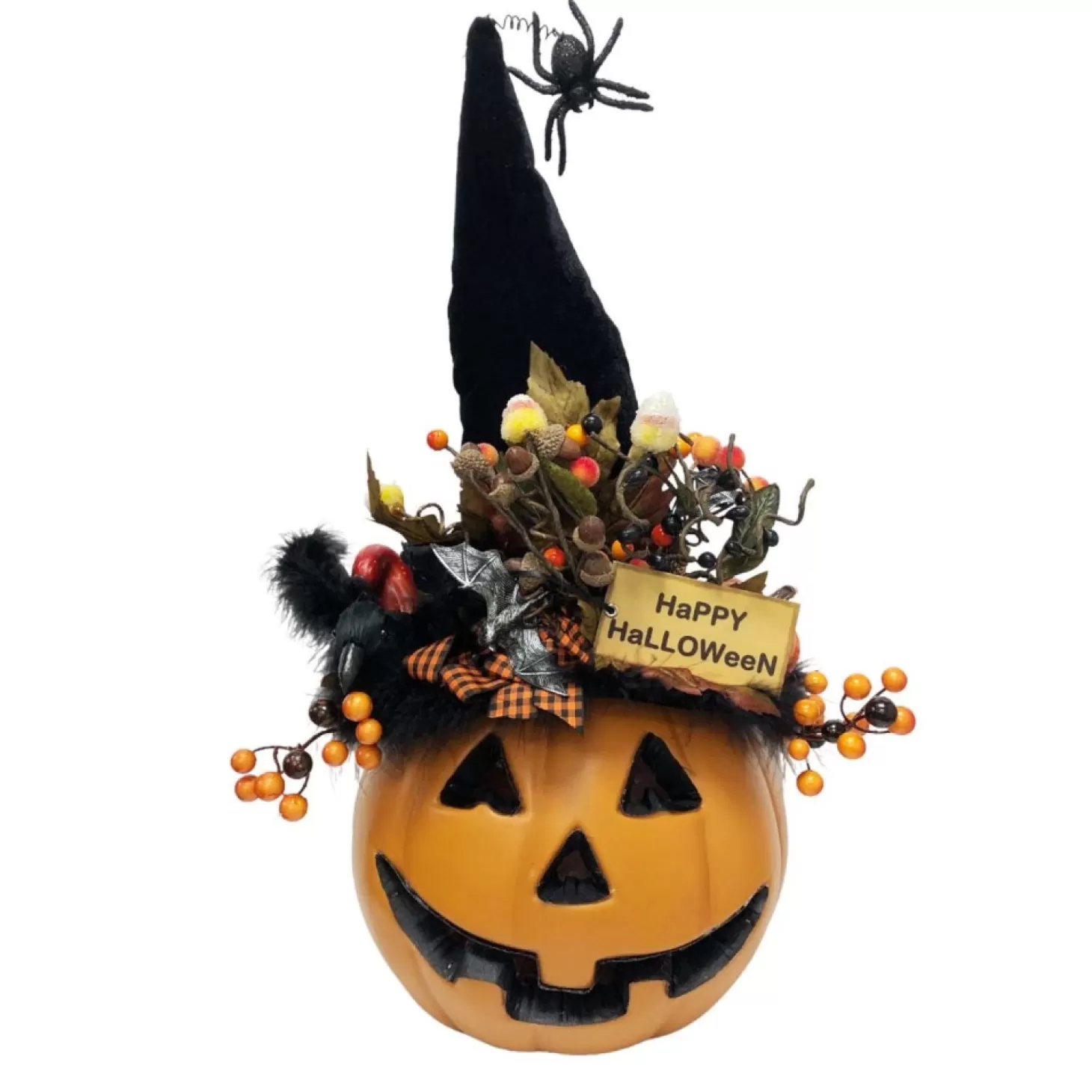 Halloween Decor>Roger's Gardens Happy Halloween Lighted Pumpkin Wall Decor - 22" Tall