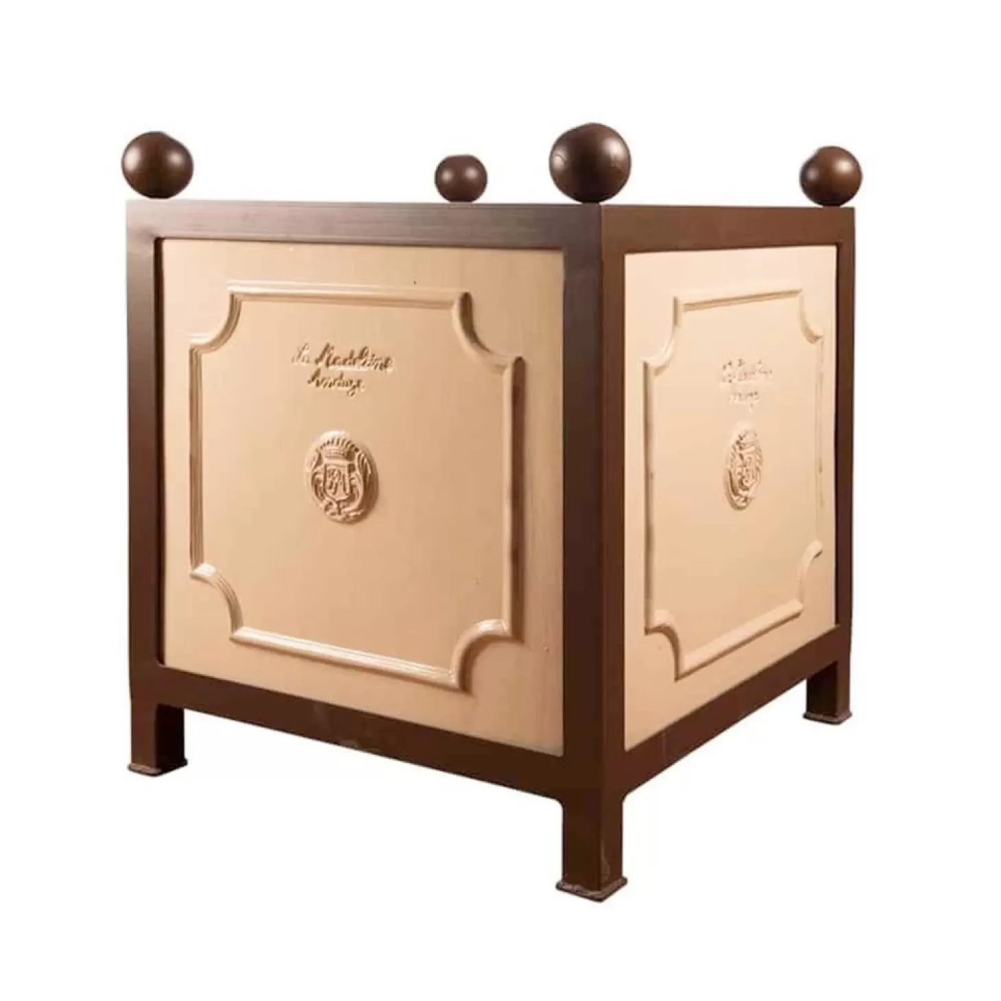 Pottery + Planters + Containers>Roger's Gardens Ivory Color Glazed Orange Container
