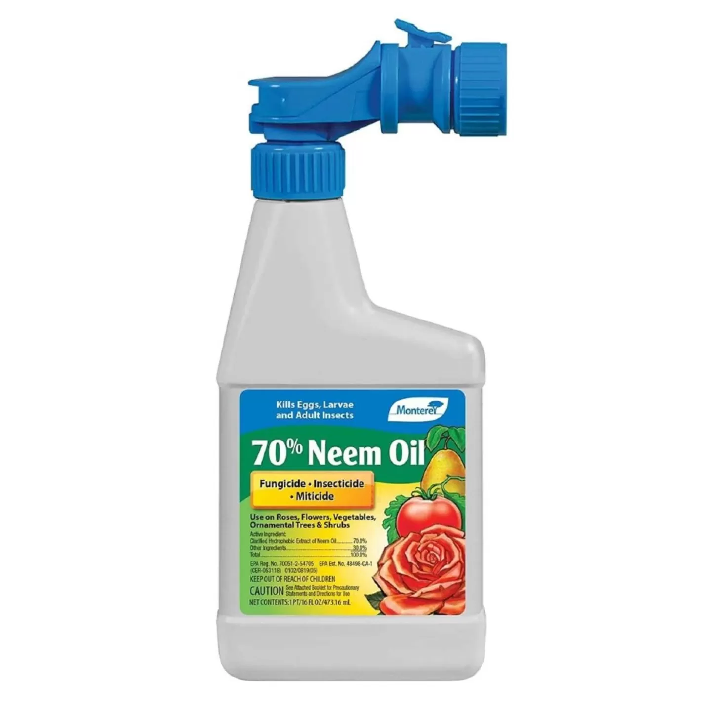 Soils + Fertilizers + Sprays>Roger's Gardens Monterey 70% Neem Oil Fungicide Insecticide Miticide Organic Ready To Spray - 16