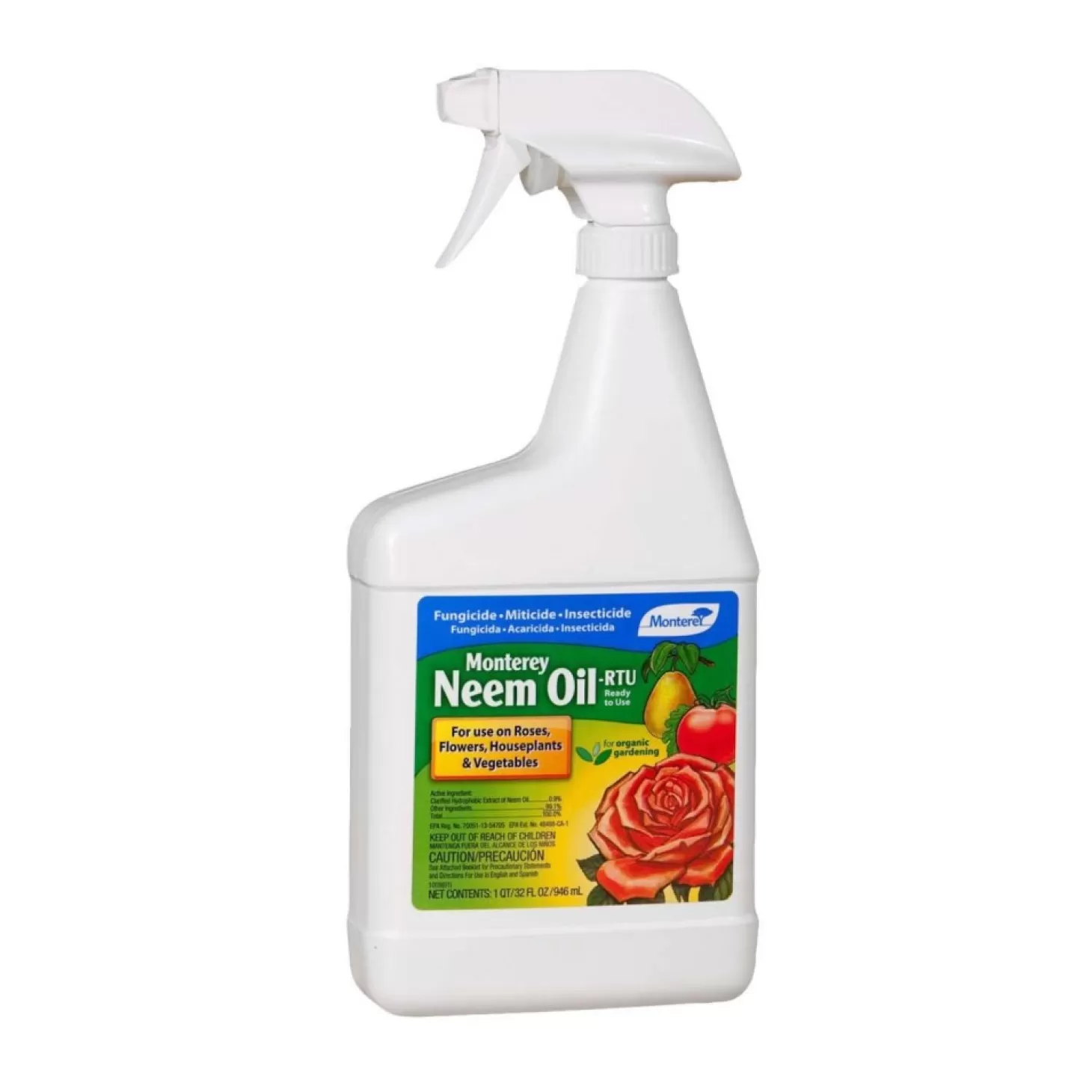 Soils + Fertilizers + Sprays>Roger's Gardens Monterey Neem Oil Fungicide Insecticide Miticide Ready To Use Organic - 32Oz
